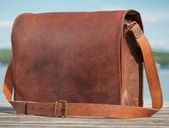 Leather Message Bag with Strap, 10" x 13", Priced Each