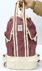 Backpack Beach Bag, Red or Green Colored Hemp, with Handles, 13&quot;x 16&quot;,  Priced Each