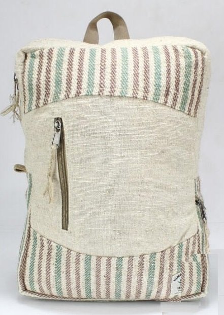 Backpack, Natural Hemp with Front Zipper and Handle, 10.5&quot;x 13.5&quot;, Priced Each