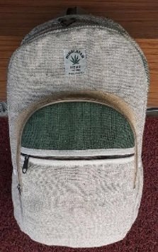 Backpack, Natural Hemp with Front Zipper Pouches, 10.5&quot;x x16&quot;, Priced Each