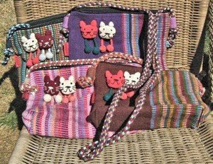 Shoulder Bags with Kitty Faces and Zipper, Priced Each
