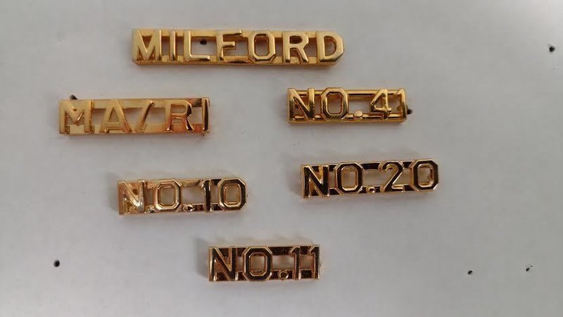 Brass, 1/4" Brass for Massachusetts ($30 is for a set, 1 name and 1 number)