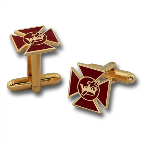 Cufflinks, Red Maltese Cross Cufflinks