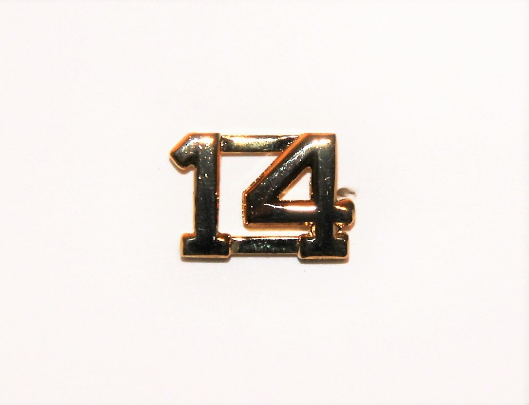 Brass, 1/2" Number Collar Pin-24K Gold plated (price is for one pin only)
