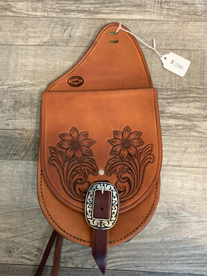 Saddle bag with floral tooling