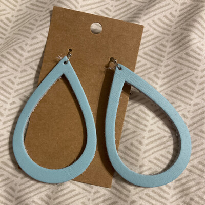 Light Blue Cut Out Leather Earrings