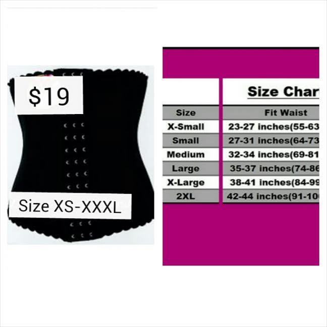 Waist Shaper Size Chart