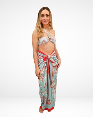 Two Piece Bandeau Style Top With Matching Sarong