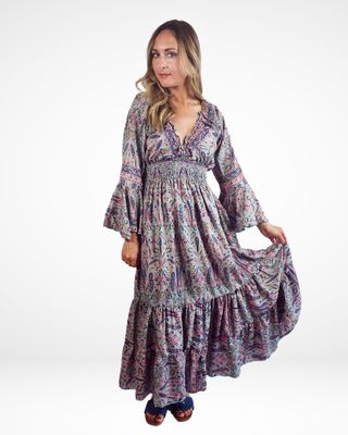 Urban Lux Victoria Ruffle Sleeve Print Dress