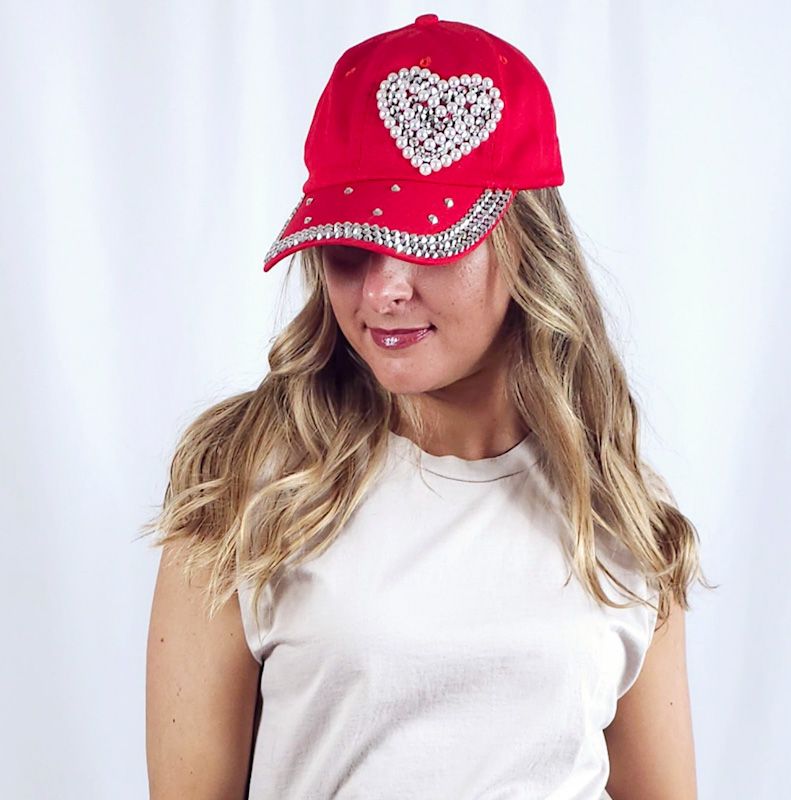 Crystal & Pearl Embellished Baseball Cap