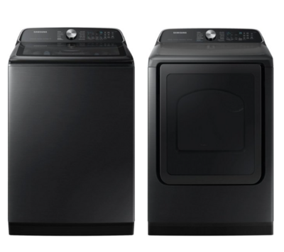 Top load washer and dryer set black