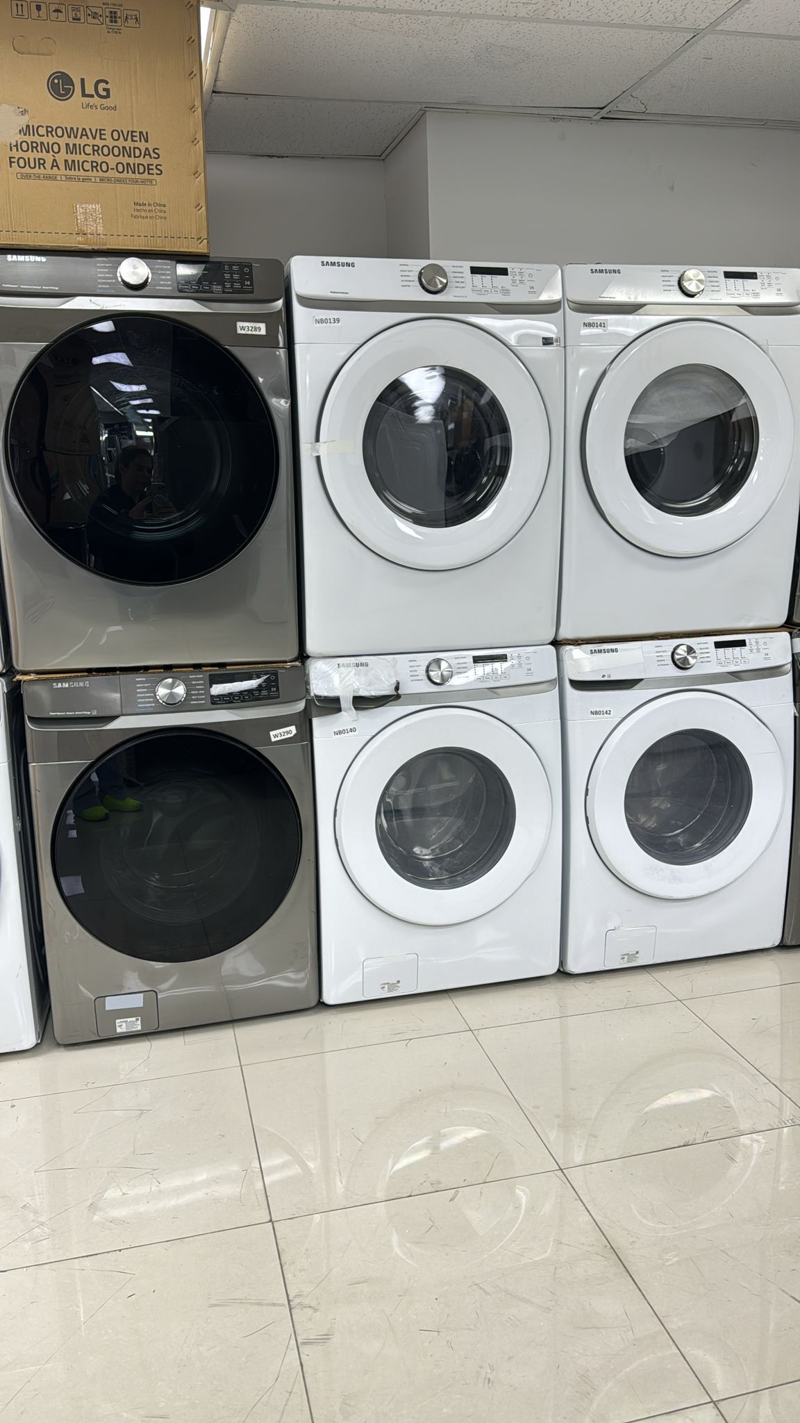 SET SAMSUNG FRONT LOAD open box  WASHER CAPACIDAD 4.5 cf DRYER CAPACIDAD 7.0 cf