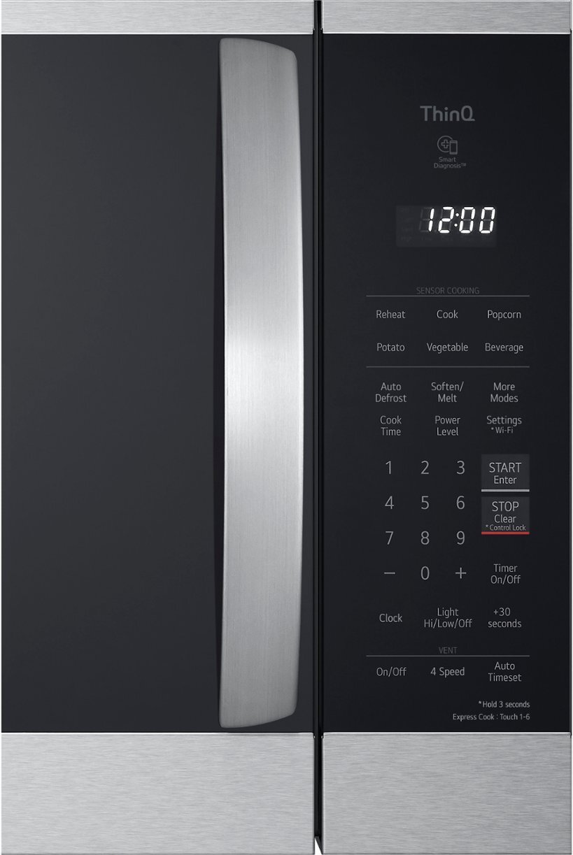 LG - 2.1 Cu. Ft. Over-the-Range Smart Microwave with Sensor Cooking and ExtendaVent 2.0 - Stainless Steel