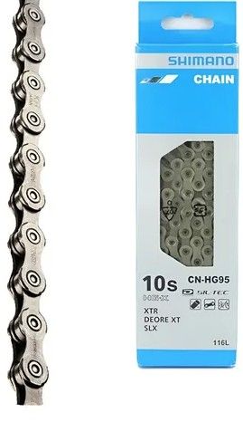 Shimano Chain, CN-HG95, XT, 10-Speed, 116 Links, Silver with Qty 1 Connecting Pin