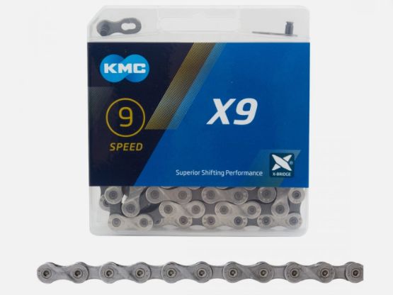 KMC X9.93 Chain - 9-Speed, 116 Links, Silver/Gray