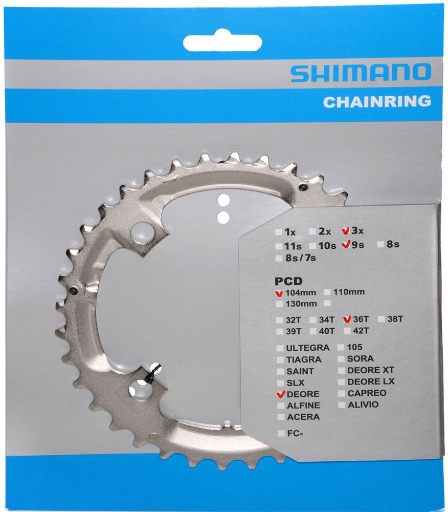 Shimano Deore 9spd Chainring FC-M532 Deore 36T, 104 PCD, Silver