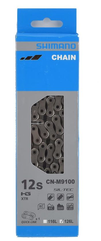 Shimano CN-M9100 12-speed chain XTR / Dura-Ace 126 link with quick link, Color: Un-waxed