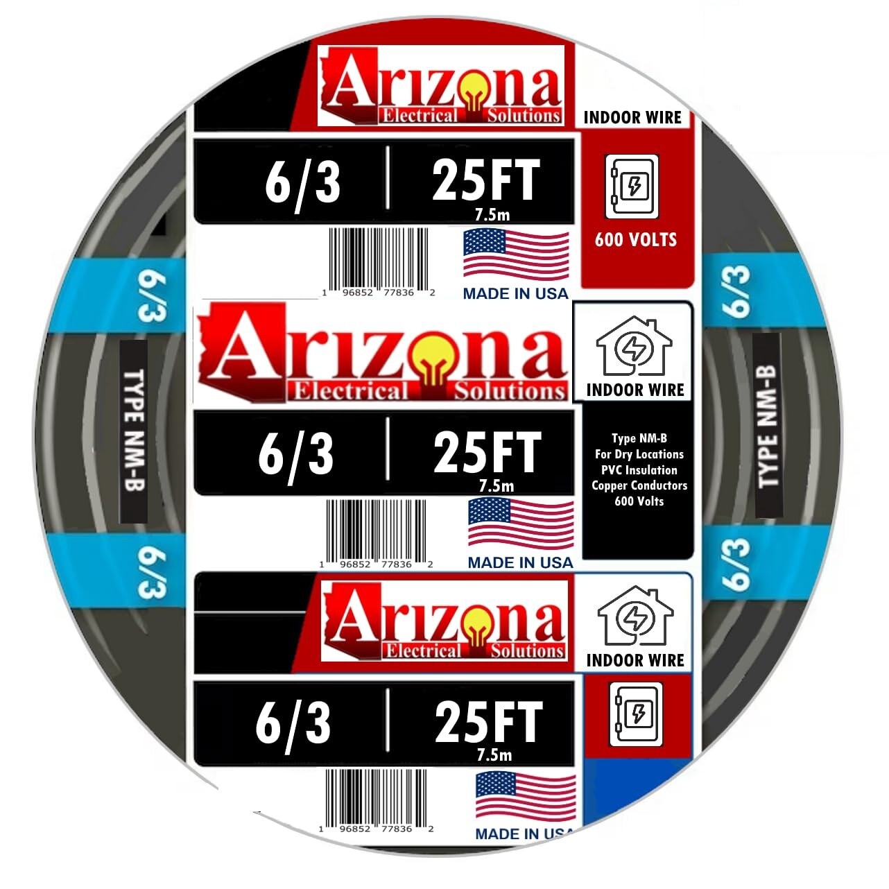 25 FEET 6/3 TYPE NM-B CABLE WITH GROUND