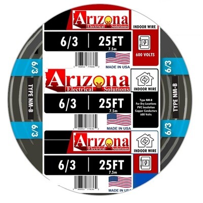 25 FEET 6/3 TYPE NM-B CABLE WITH GROUND