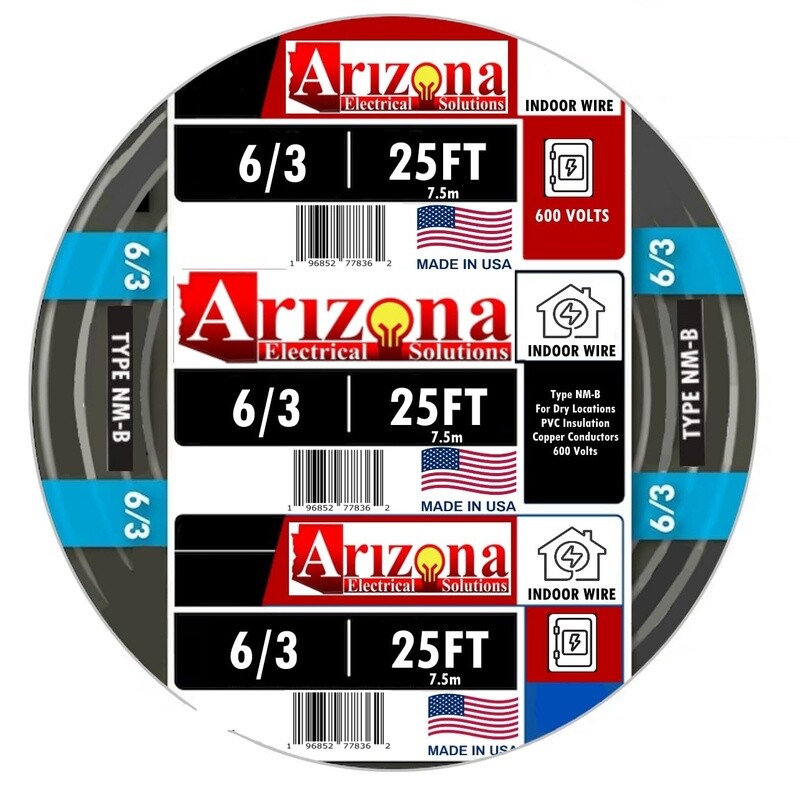 25 FEET 6/3 TYPE NM-B CABLE WITH GROUND