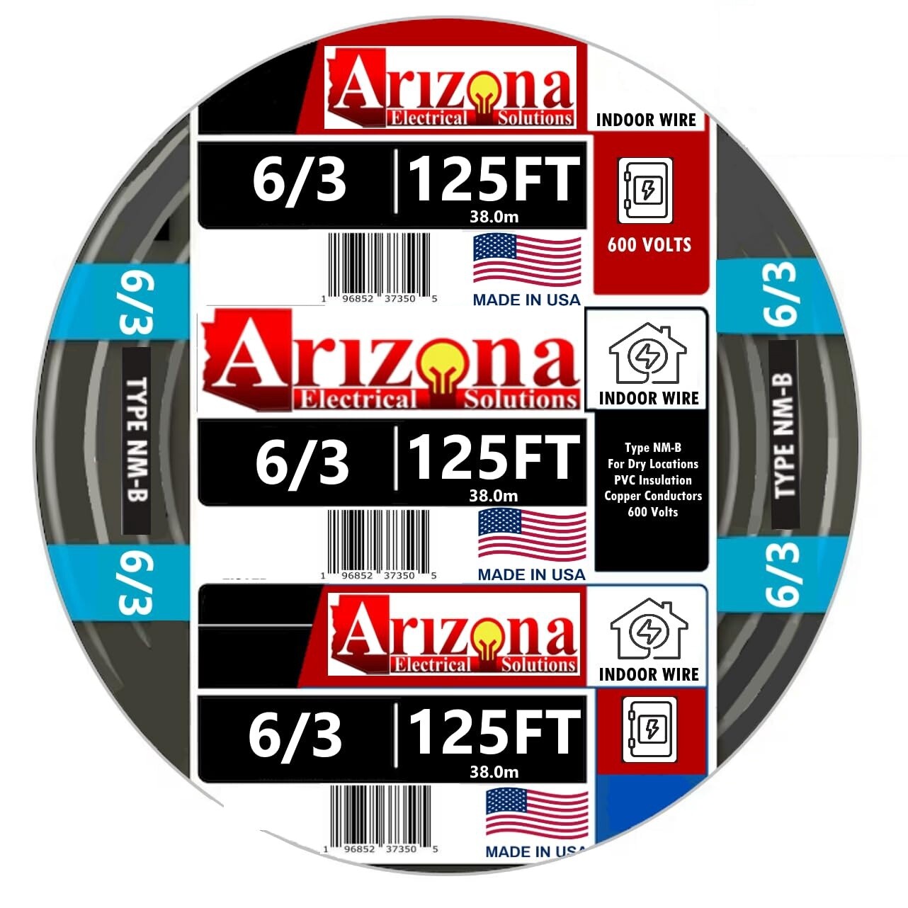 125 FEET 6/3 NM-B CABLE WITH GROUND