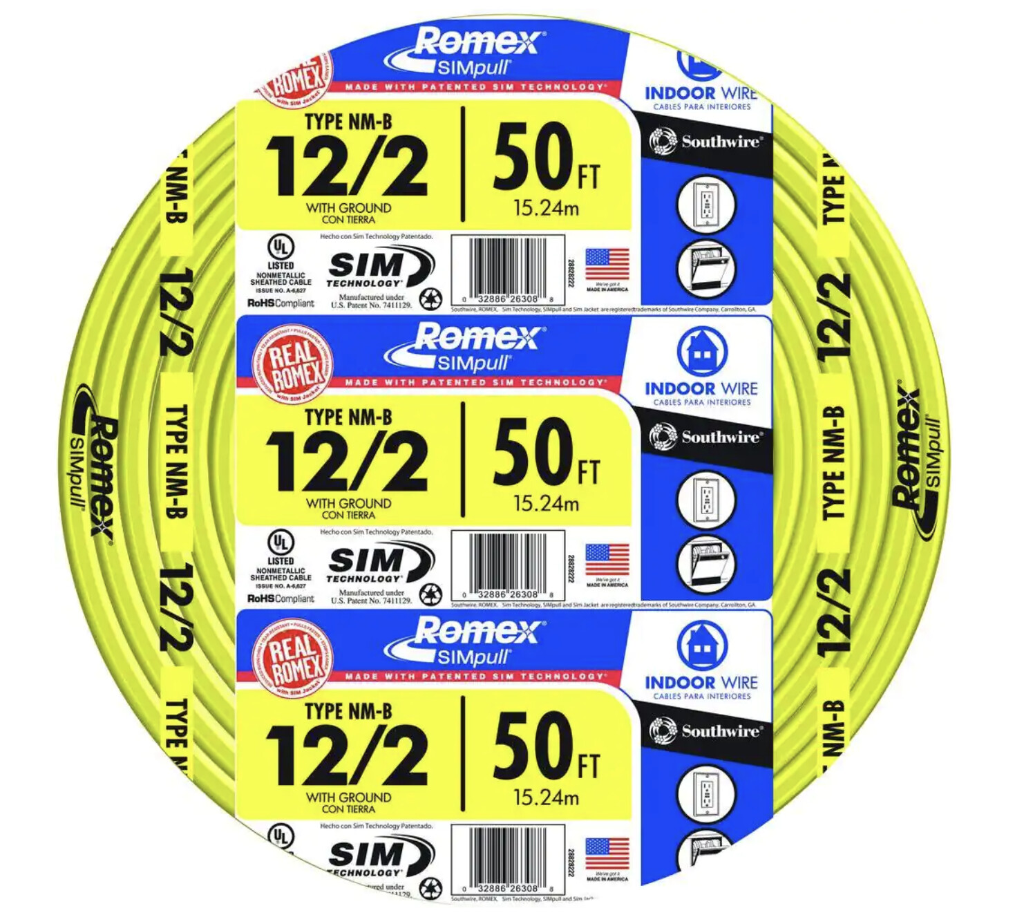 50 ft. 12/2 Solid Romex SIMpull CU NM-B W/G Wire
