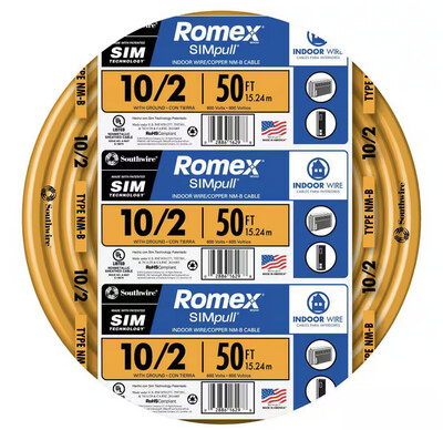50 ft. 10/2 Solid Romex Simpull CU NM-B Wire