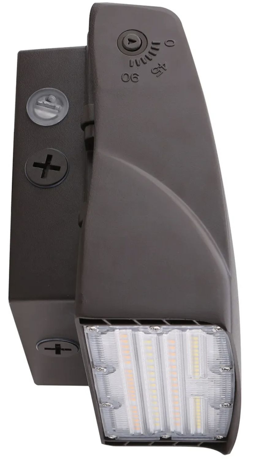 Adjustable Wallpack, Field Selectable Watts 15W-20W-30W and Color Selectable 3000K-4000K-5000K, 120-277VAC, Photocell-Enable/Disable