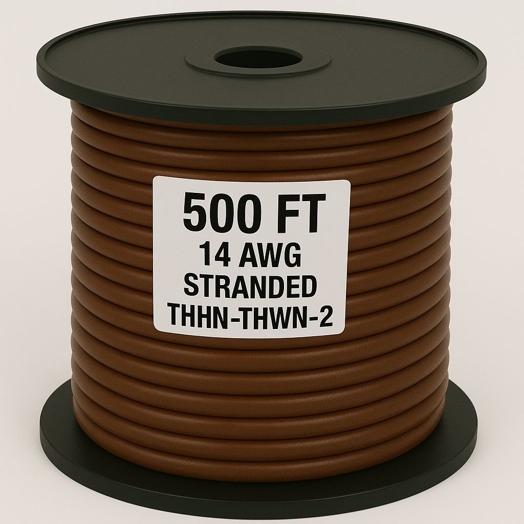 14  AWG-THHN-THWN-2-STR-BROWN-500FT