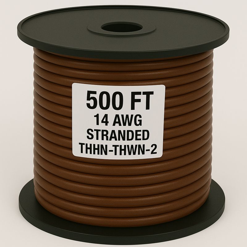 14  AWG-THHN-THWN-2-STR-BROWN-500FT