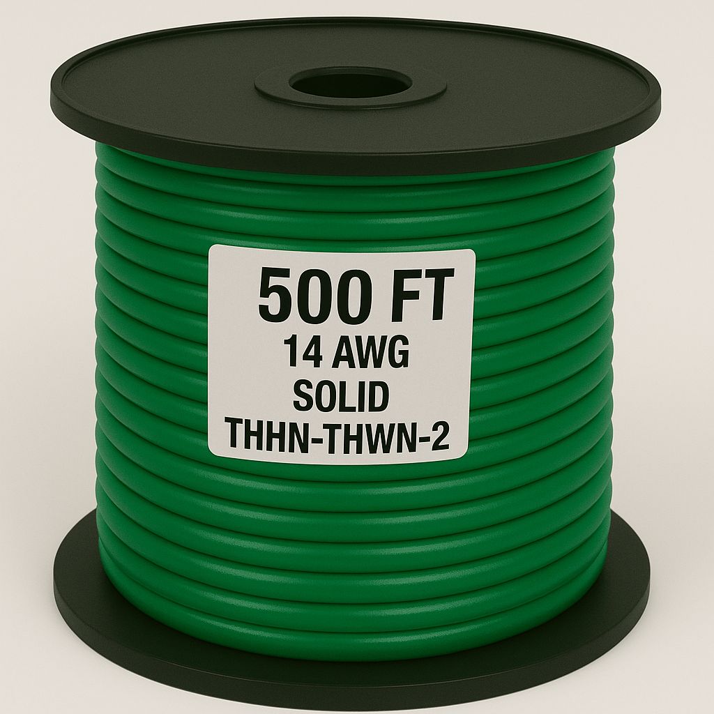 14  AWG-THHN-THWN-2-SOL-GREEN-500FT