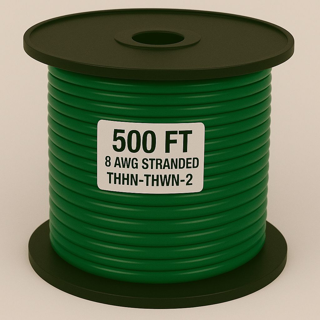 8 AWG-THHN-THWN-2-STR-GREEN-500FT