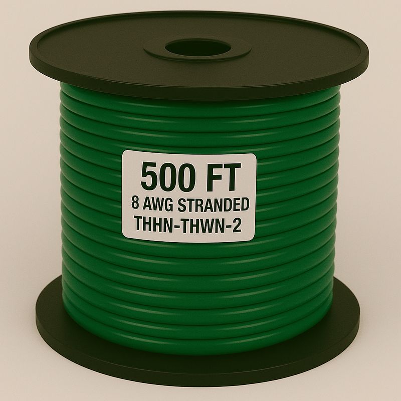 8 AWG-THHN-THWN-2-STR-GREEN-500FT