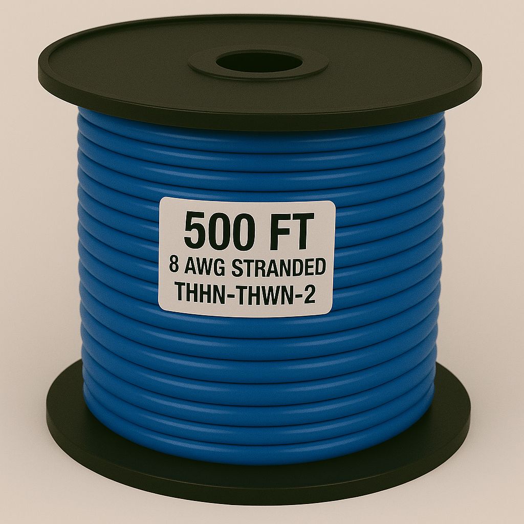 8 AWG-THHN-THWN-2-STR-BLUE-500FT