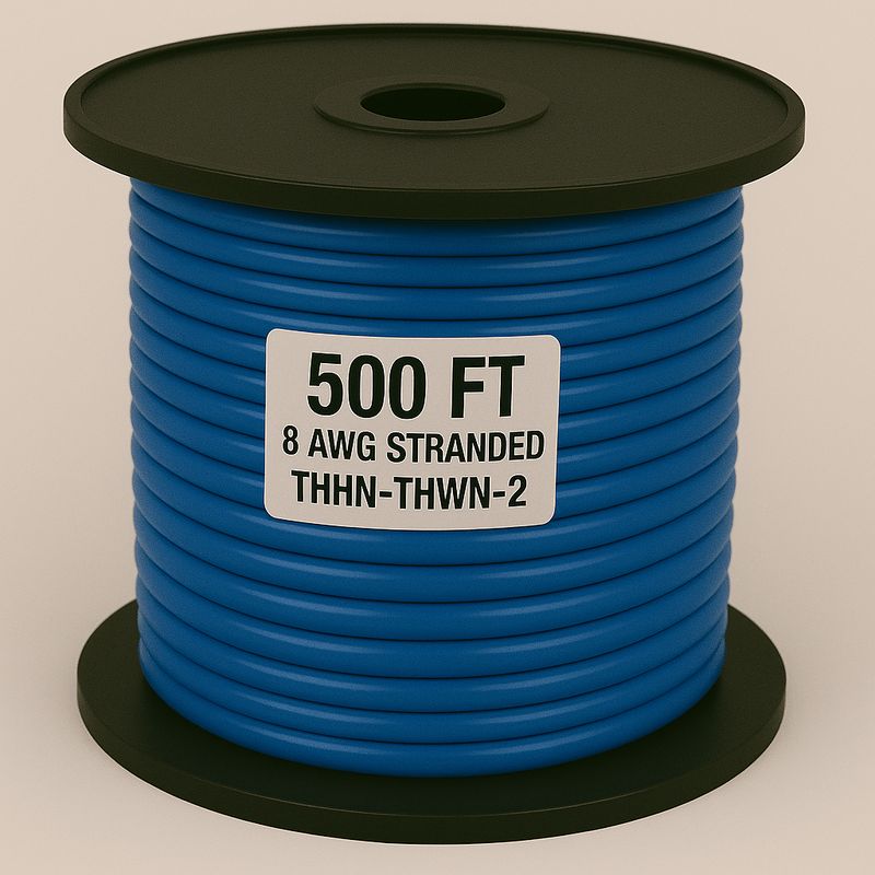 8 AWG-THHN-THWN-2-STR-BLUE-500FT