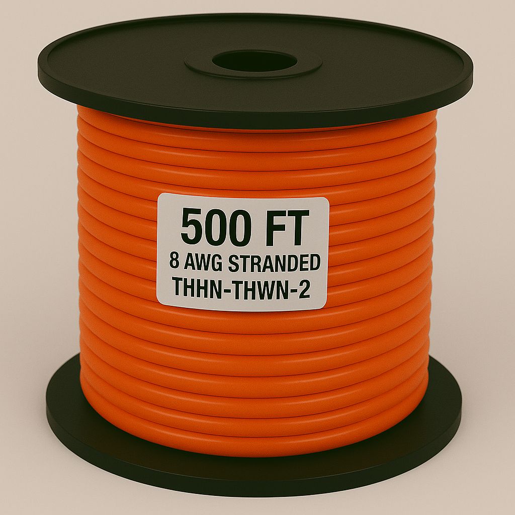8 AWG-THHN-THWN-2-STR-ORANGE-500FT