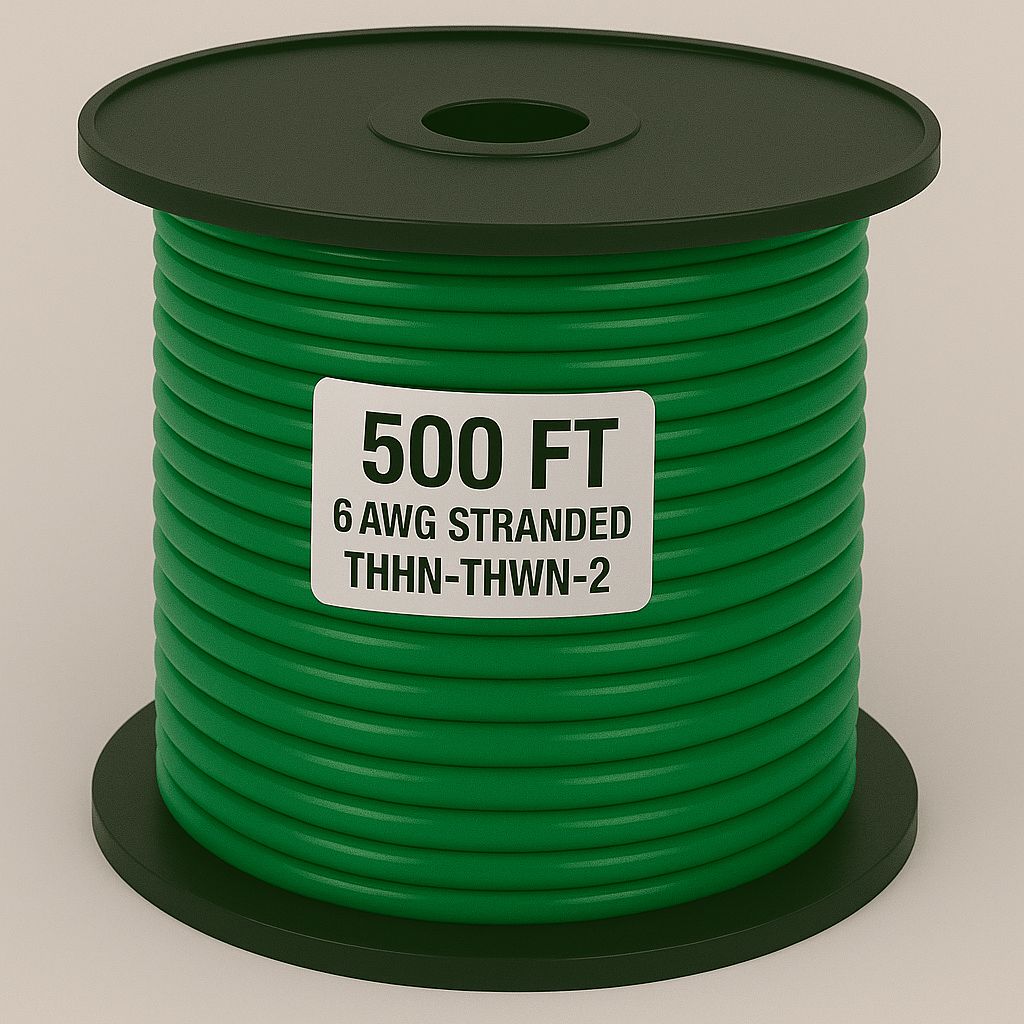 6  AWG-THHN-THWN-2-STR-GREEN-500FT