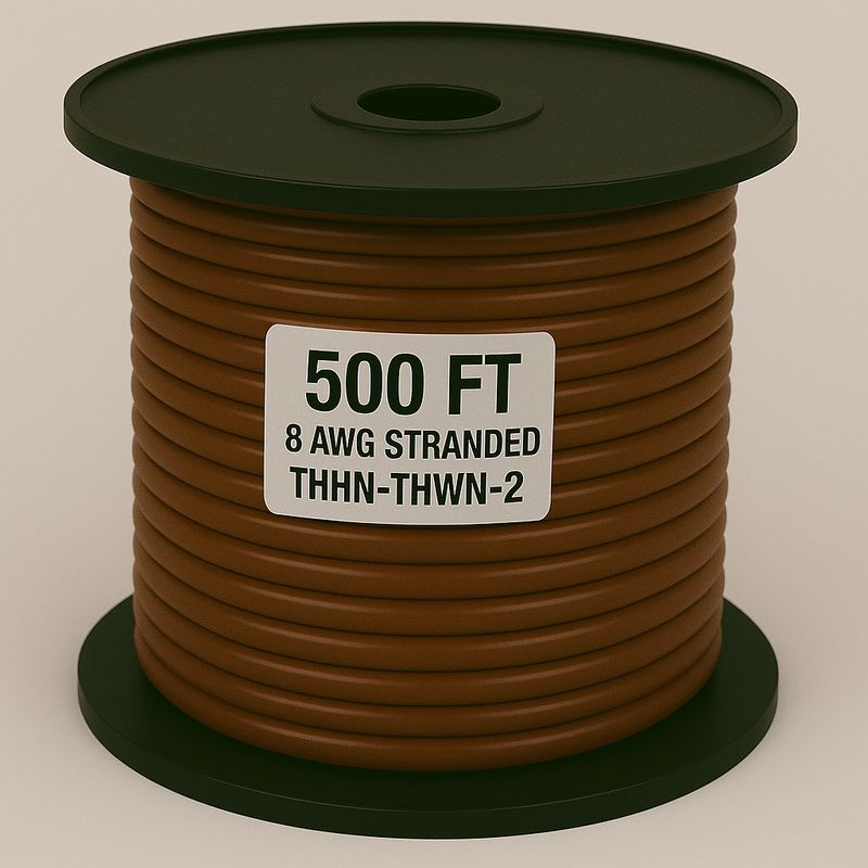 8 AWG-THHN-THWN-2-STR-BROWN-500FT