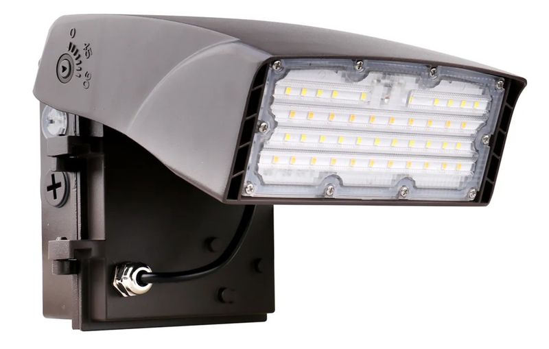 Adjustable Wallpack, Field Selectable Watts 15W-20W-30W and Color Selectable 3000K-4000K-5000K, 120-277VAC, Photocell-Enable/Disable