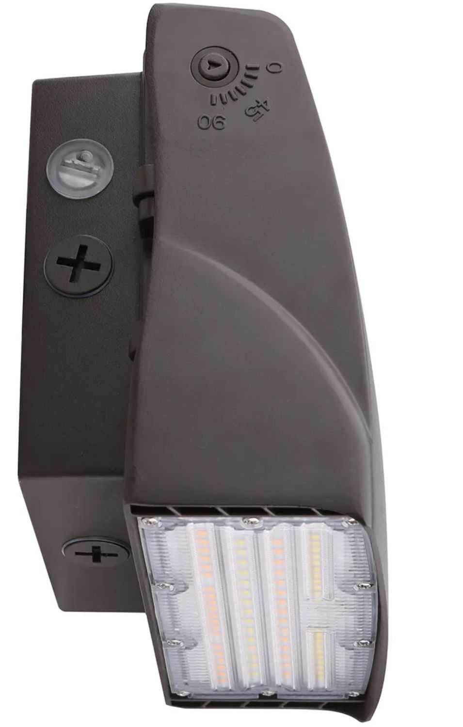 Adjustable Wallpack, Field Selectable Watts 30W-40W-50W and Color Selectable 3000K-4000K-5000K, 120-277VAC, Photocell-Enable/Disable