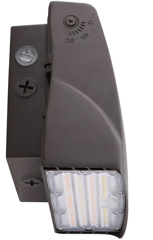 Adjustable Wallpack, Field Selectable Watts 30W-40W-50W and Color Selectable 3000K-4000K-5000K, 120-277VAC, Photocell-Enable/Disable
