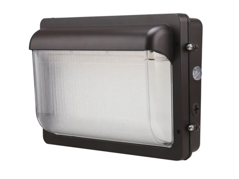 Low Profile Wall Pack Size 2-HLS,High Lumens Selectable (9,000-13,000 lumens 70W-80W-90W-100W) Color Selectable 3000K-4000K-5000K Photocell-Enable/Disable 120-277VAC Bronze