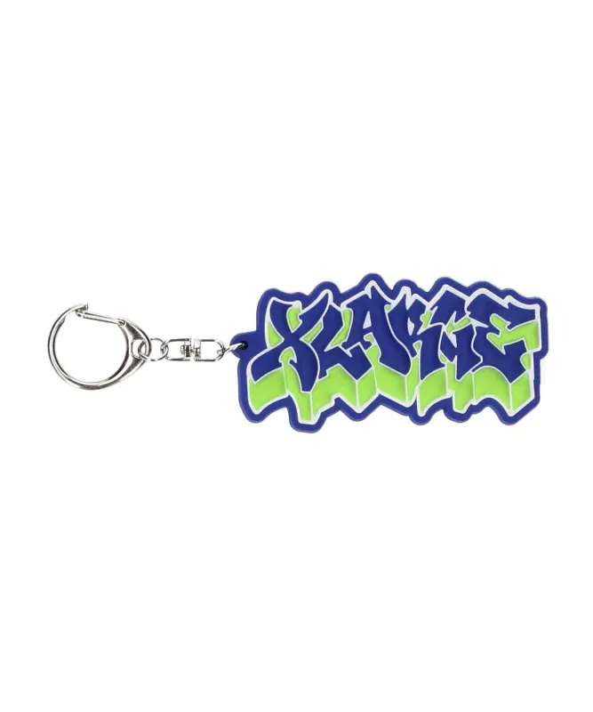 XLARGE GRAFFITI LOGO RUBBER KEYCHAIN NAVY