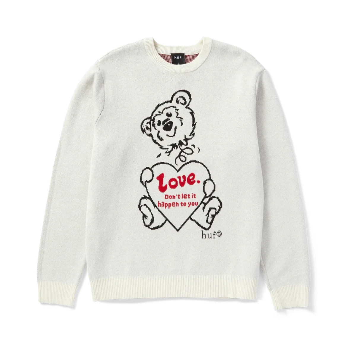 HUF BAD NEWS CREWNECK SWEATER BONE XL