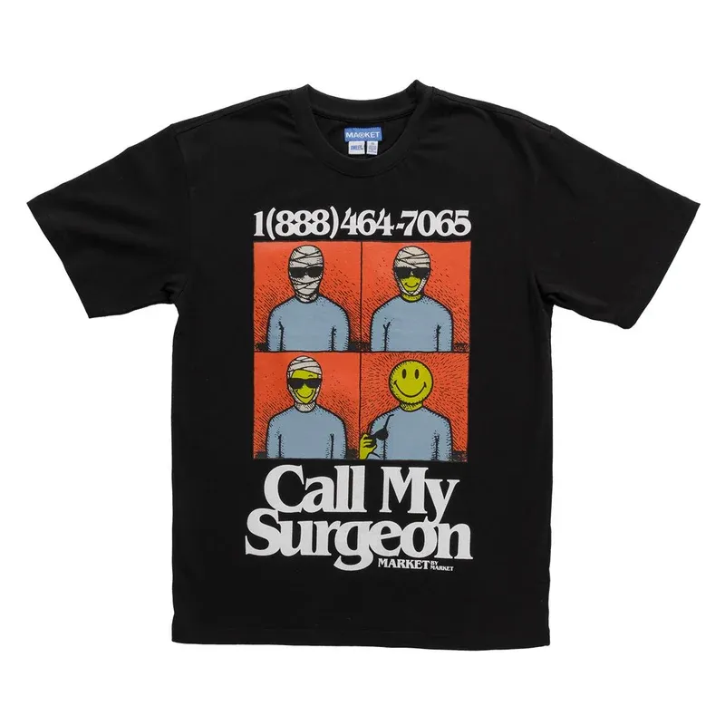 MARKET SMILEY CALL MY SURGEON T-SHIRT BLACK L