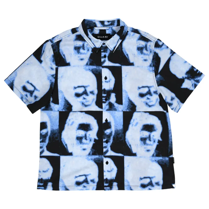 QUASI GUISE SHORT SLEEVE BUTTON UP BLUE L