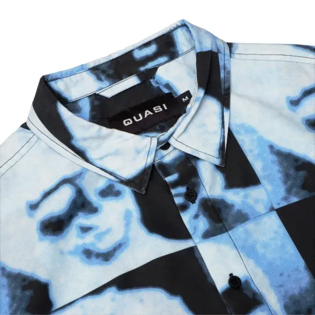 QUASI GUISE SHORT SLEEVE BUTTON UP BLUE L