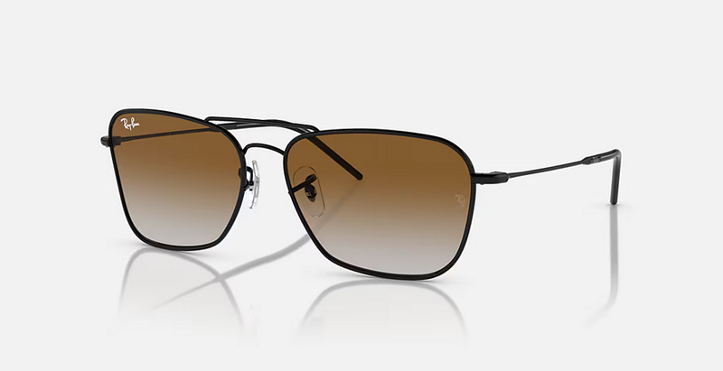 RAYBAN 0RBR0102S CARAVAN REVERSE BLACK W/CLEAR GRADIENT BROWN