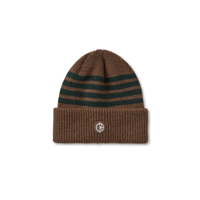 POLAR STRIPE MERINO BEANIE BRASS/DARKGREEN O/S