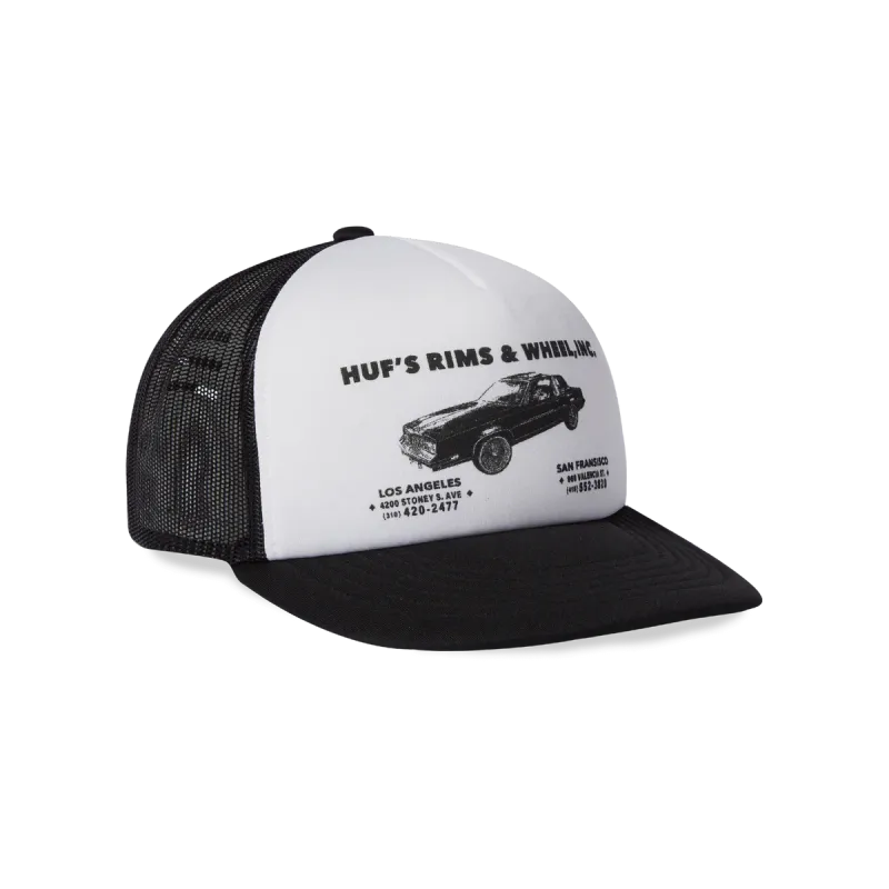 HUF RIM &amp; WHEELS TRUCKER HAT BLACK O/S